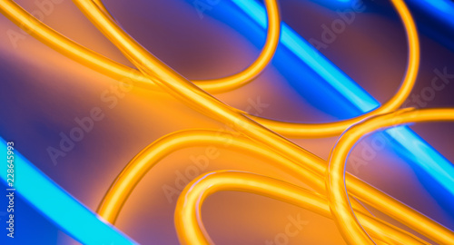 Neon glass tube lighting, circle shape sign