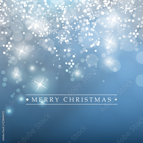 Colorful Happy Holidays, Merry Christmas Greeting Card with Label on a Sparkling Blurred Background