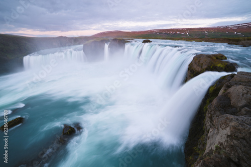 Waterfall cascade Godafoss  Iceland