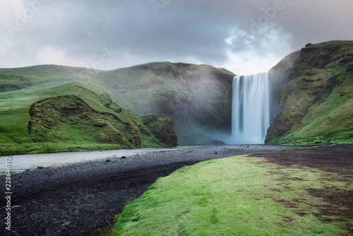 Fototapeta Naklejka Na Ścianę i Meble -  Skogafoss waterfall and Skoga river, Iceland