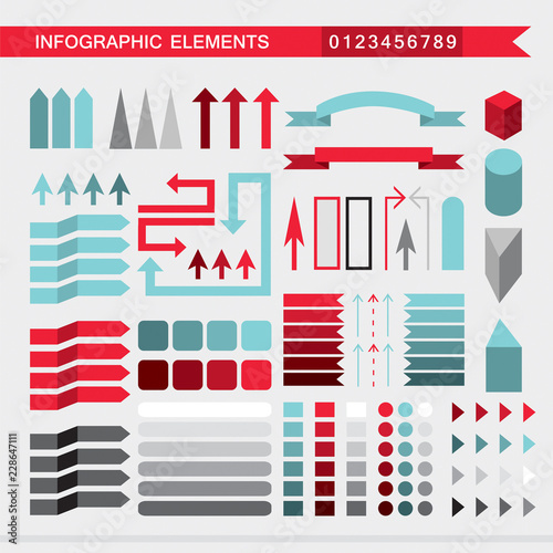 Fotografie Infographic elements arrows,signs,bars, buttons,borders etc  Vector illustration