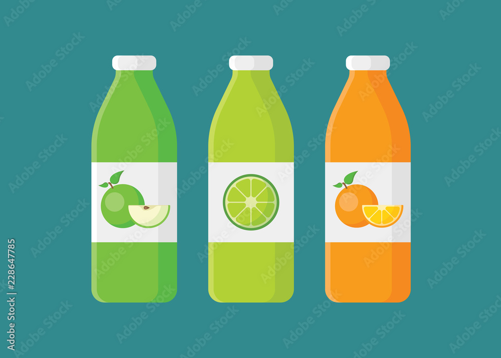 Glass juice bottle brand concept Royalty Free Vector Image