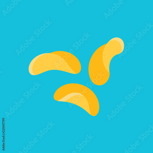 Potato chips flat icon isolated on blue background. Simple chips in flat style, vector illustration. Snack for beer. Can be used in banners, posters, restaurant and pub menu.