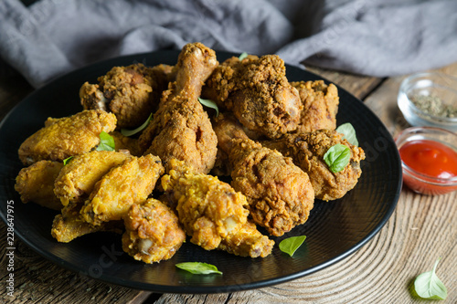 Fried Chicken Wings and Chicken Legs
