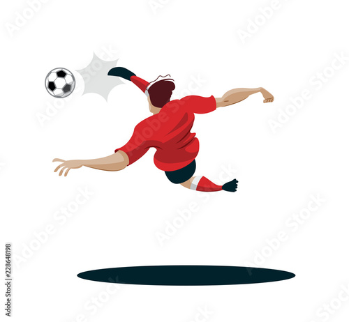6942879 Soccer Player Kicking Ball. Vector Illustration © maxutov