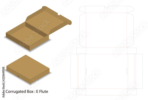 pizza box corrugated package die cut with mock up photo