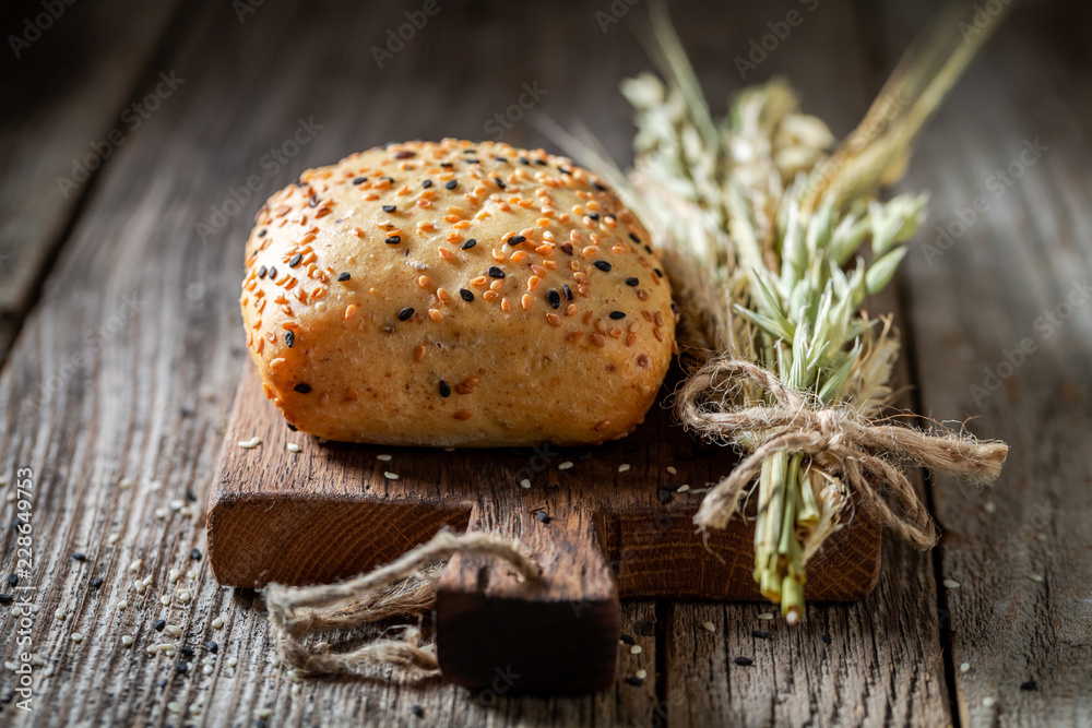 Tasty and homemade rolls with sesame seeds Tasty and homemade rolls with sesame seeds