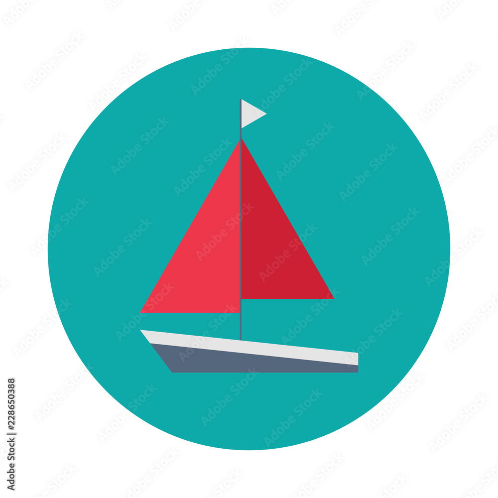 Boat flat icon isolated on blue background. Boat symbol in flat style. Vector illustration for web and mobile design. Boat flat icon isolated on blue background. Boat symbol in flat style. Vector illustration for web and mobile design.