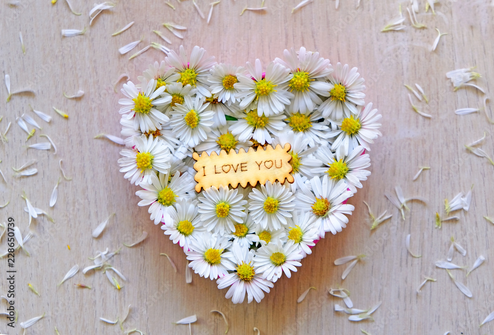 Obraz premium happy valentines day, mothers day, heart of flowers, i love you