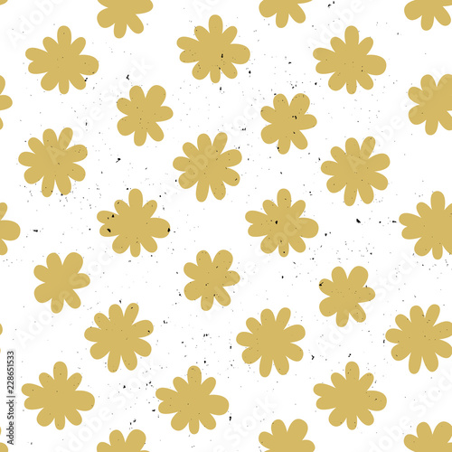 Vector seamless pattern with flowers. Flower background. Hand-drawn style. Scandinavian motives