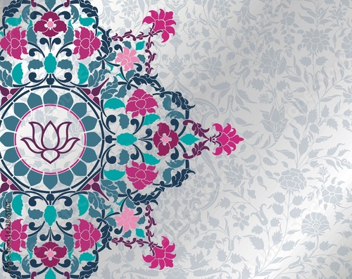 Fototapeta Naklejka Na Ścianę i Meble -  water lily, wedding card design, royal India
