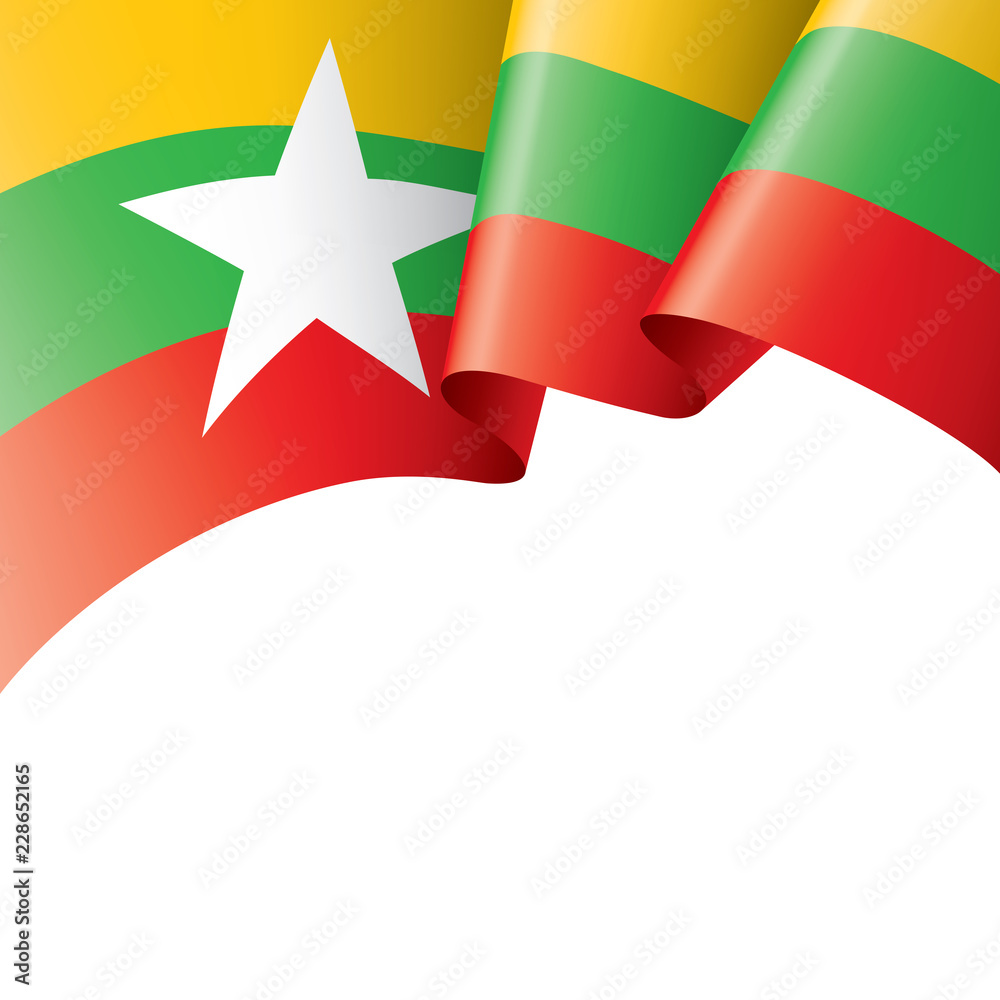 Myanmar flag, vector illustration on a white background