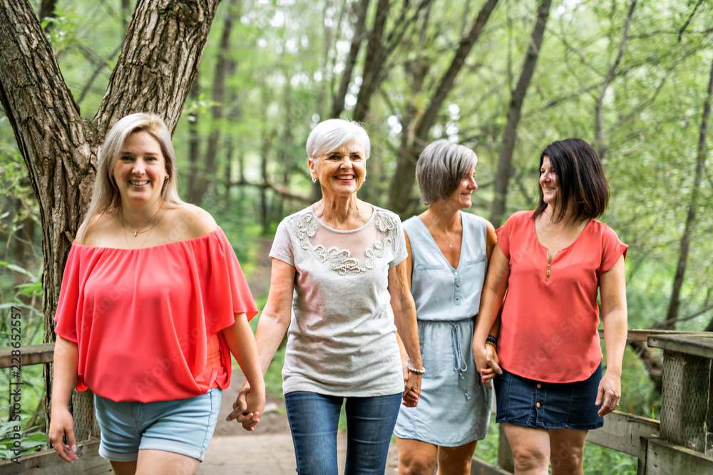 groupe of women sister together with her senior mother