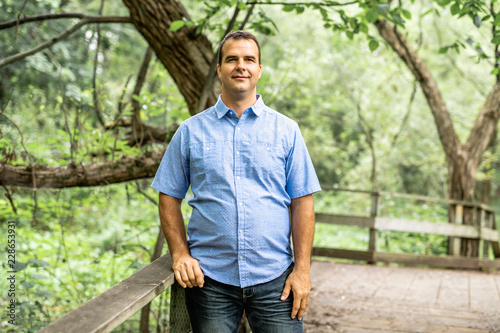 Man on the forest on summer season