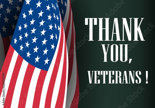 Creative poster design for veterans day with text. Thank you, veterans. November 11