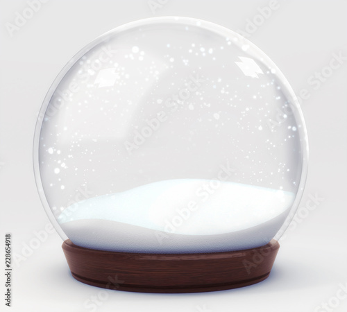 Photo empty snowball decoration isolated on white background, glass ball winter season