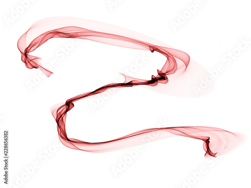 Dark red swirling shape, almost like chiffon or a gossamer fabric. Design element isolated on white background.