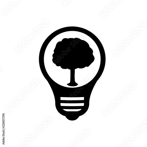 Logotipo bombilla con arbol en color negro
