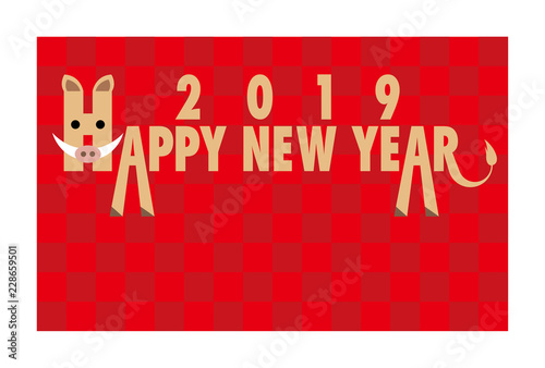 年賀状　亥　2019