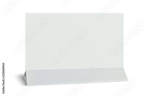 Rectangular horizontal blank paper table card isolated on white. Vector paper mock-up. © PF-Images