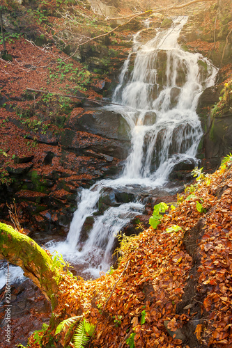 waterfall Shypot in autumn. view from above