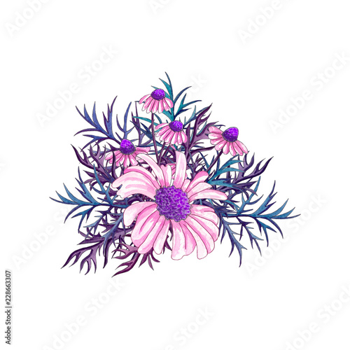 Fototapeta Naklejka Na Ścianę i Meble -  Watercolor floral composition