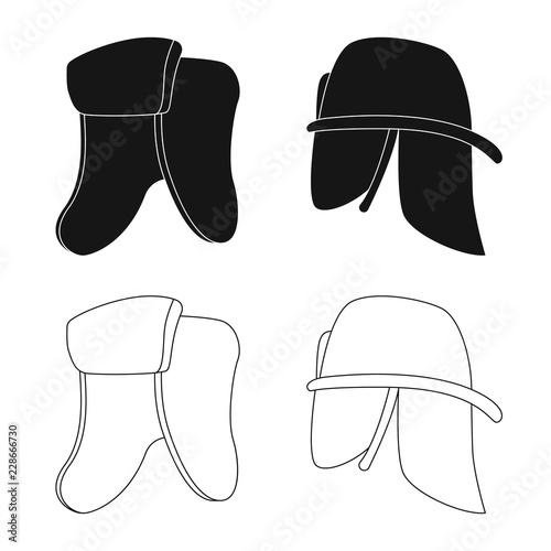 Isolated object of headgear and cap symbol. Collection of headgear and headwear vector icon for stock.