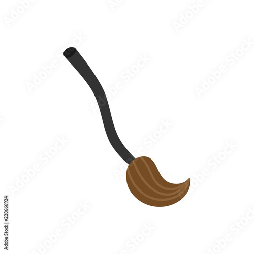Hand drawn witch broom vector illustration. Halloween, magical broom icon, isolated.
