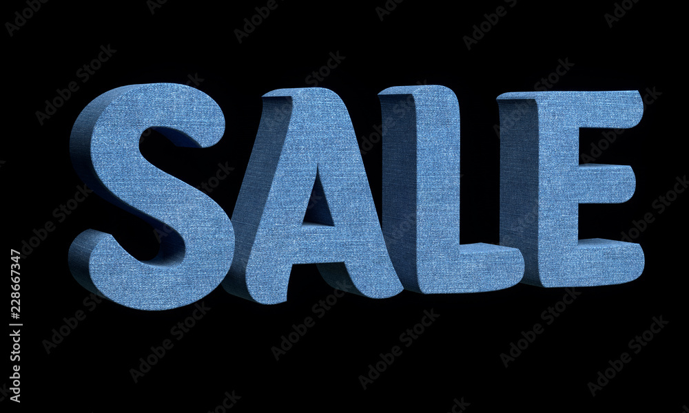 isolated 3D Rendered Denim Sale Letters isolated 3D Rendered Denim Sale Letters