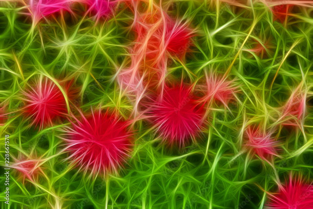 Abstract fractal pattern with pink flowers Abstract fractal pattern with pink flowers