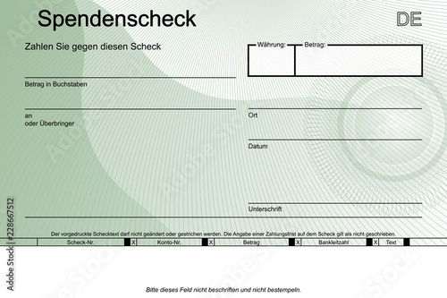 Spendenscheck grün Scheck