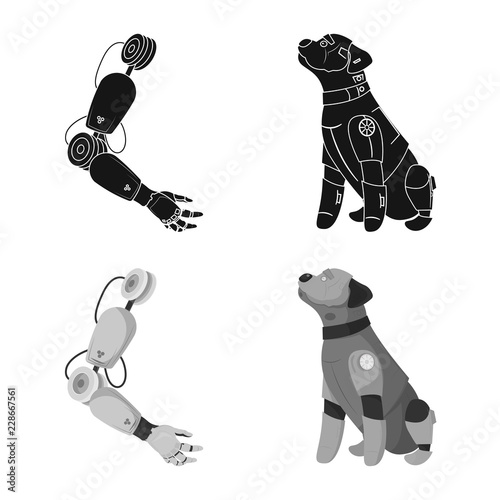 Vector design of robot and factory icon. Set of robot and space stock vector illustration.