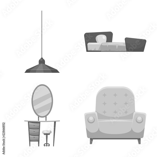 Isolated object of furniture and apartment icon. Collection of furniture and home stock vector illustration.