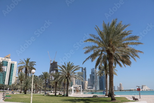 Skyscrapers in the financial district of Doha, capital of Qatar at Arabian Gulf