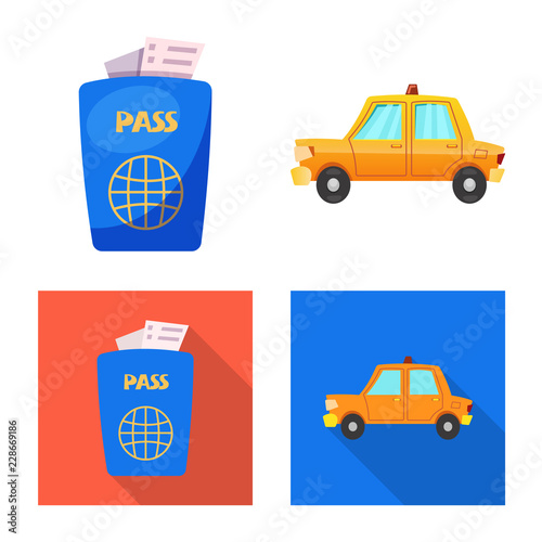 Isolated object of airport and airplane sign. Collection of airport and plane stock vector illustration.