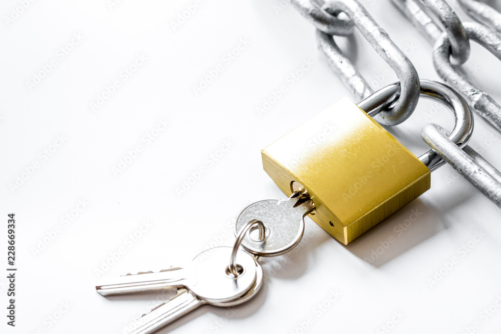 concept data protection metal chain on white background concept data protection metal chain on white background