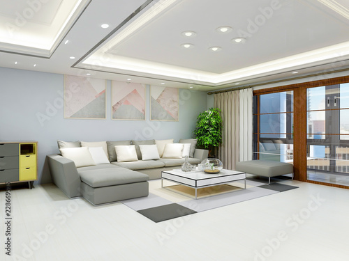 Simple design of living room in modern apartment