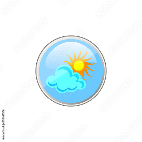 color simple vector round glass icon of sun behind a cloud