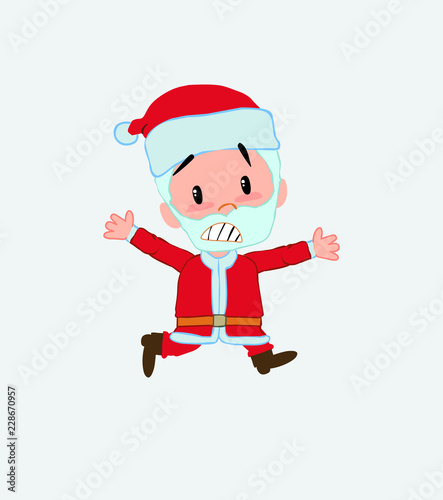 Santa Claus running terrified.