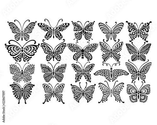 Ornate butterfly collection for your design