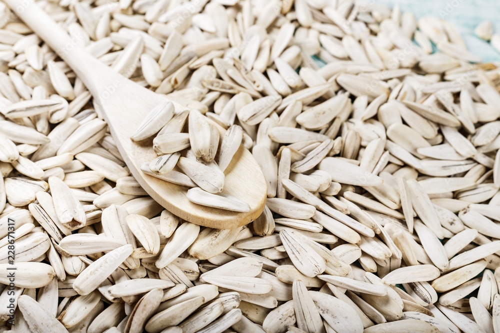 sunflower seeds in a spoon