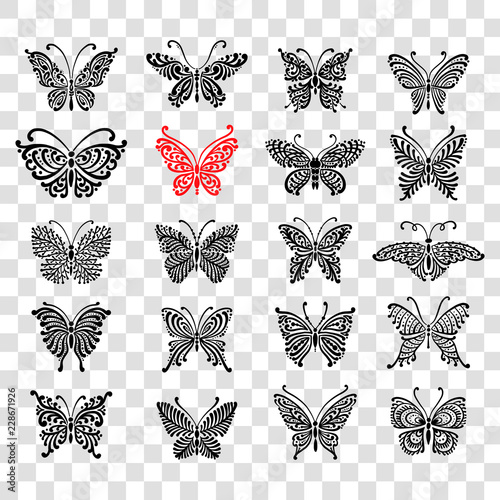 Ornate butterfly collection for your design