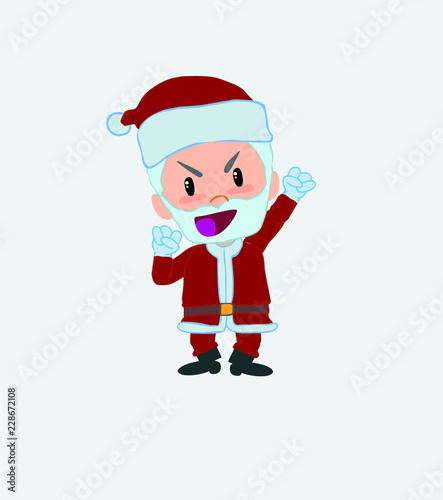 Santa Claus cheering enthusiastically.