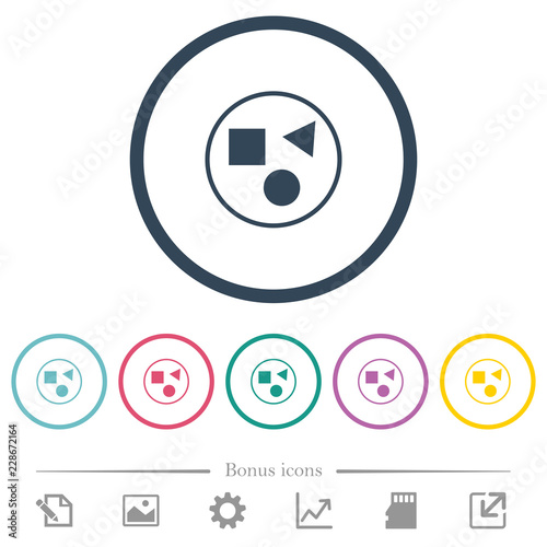 Grouping elements flat color icons in round outlines
