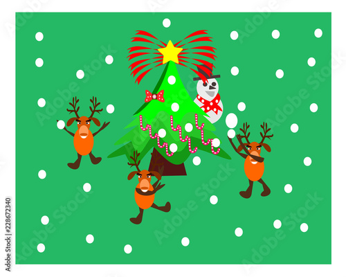  tree, winter, snow, holiday, illustration, 