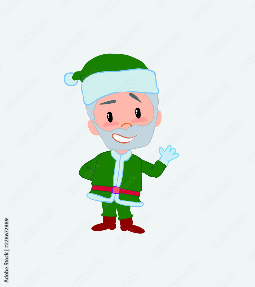Green Santa Claus showing something in positive attitude. Green Santa Claus showing something in positive attitude.