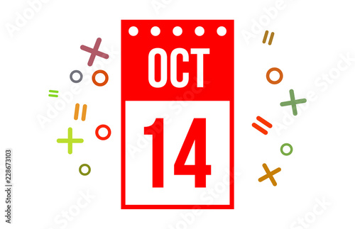14 October Red Calendar Number