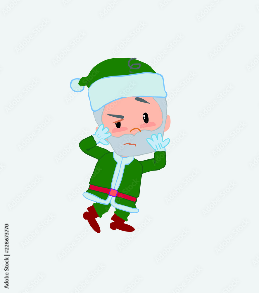 Green Santa Claus something sick and dizzy. Green Santa Claus something sick and dizzy.