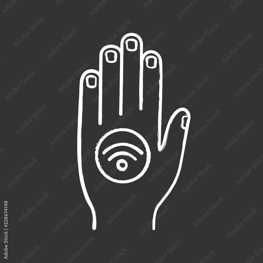 Obraz premium NFC sticker on hand chalk icon