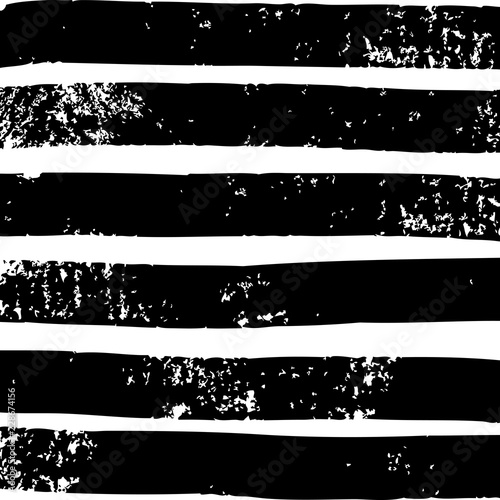 Black hand drawn brush lines on white background vector pattern.